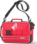 Made with detachable MOLLE, snaps,D-rings and advanced mounting system Features.for easy mounting on luggage, cars. What's more, the first aid kit bag has top and side handles and a long shoulder strap, so you can keep your hands free in any emergency.